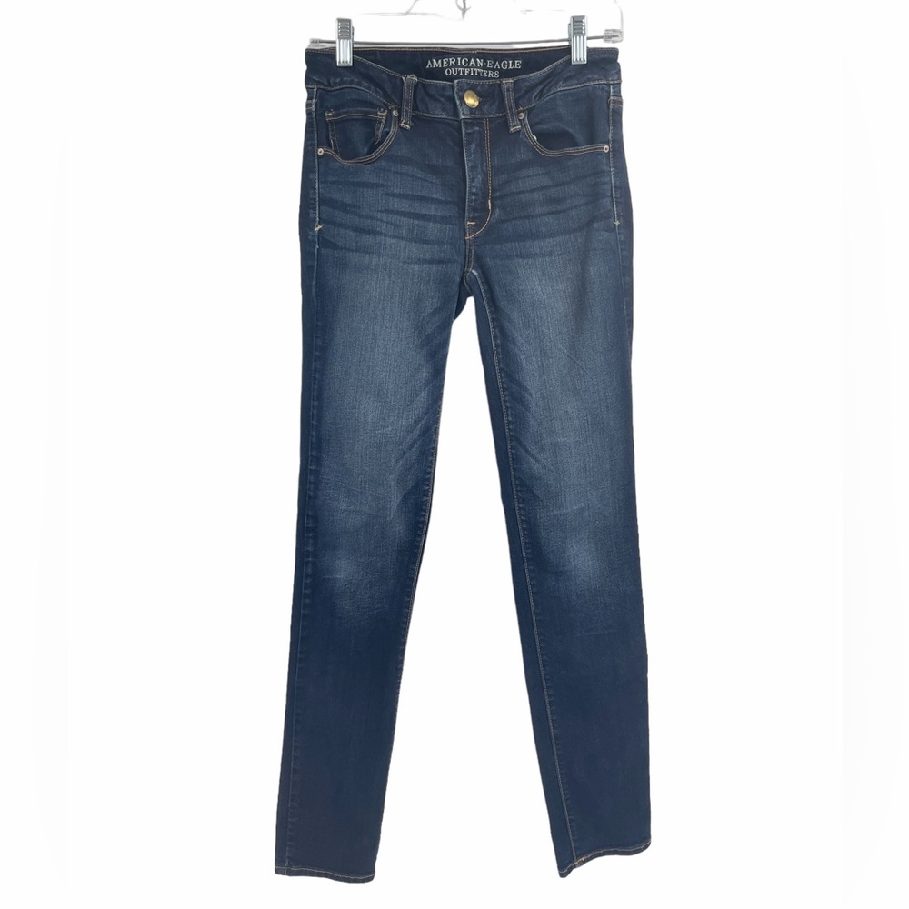 American Eagle Super Stretch Dark Wash Skinny Denim Jeans Size 4 - Picture 1 of 13